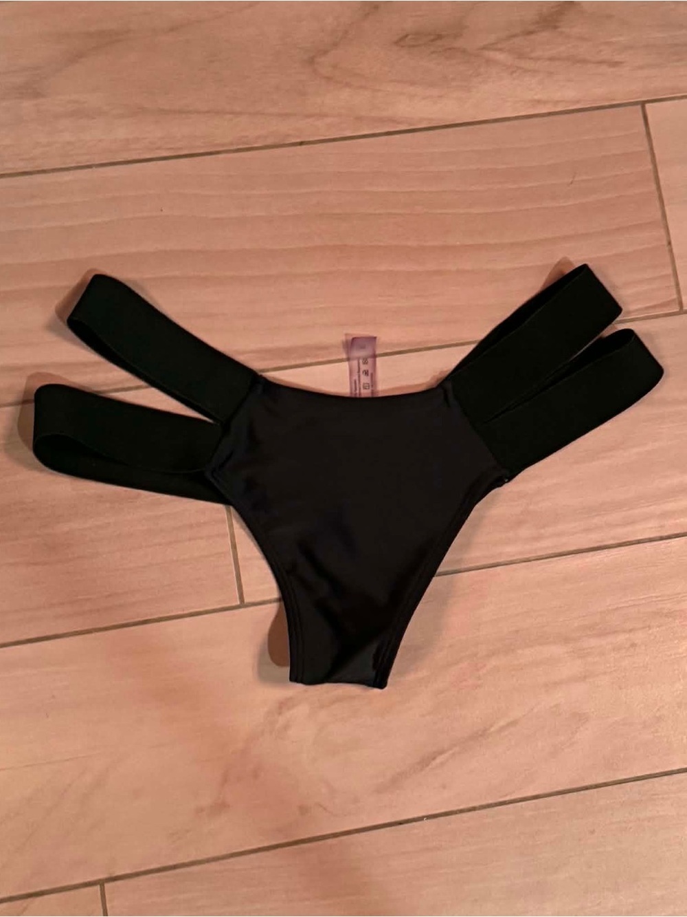 Black Strappy Bikini Bottom LARGE